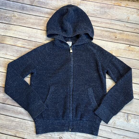 Gap Kids Navy Textured Hoodie Sweater - Picture 2 of 7
